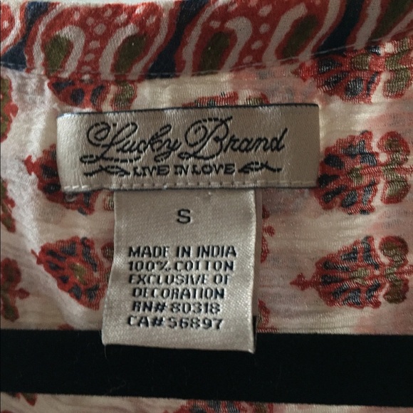 Lucky Brand Cotton Boho 3/4 Sleeve Blouse - Picture 3 of 4